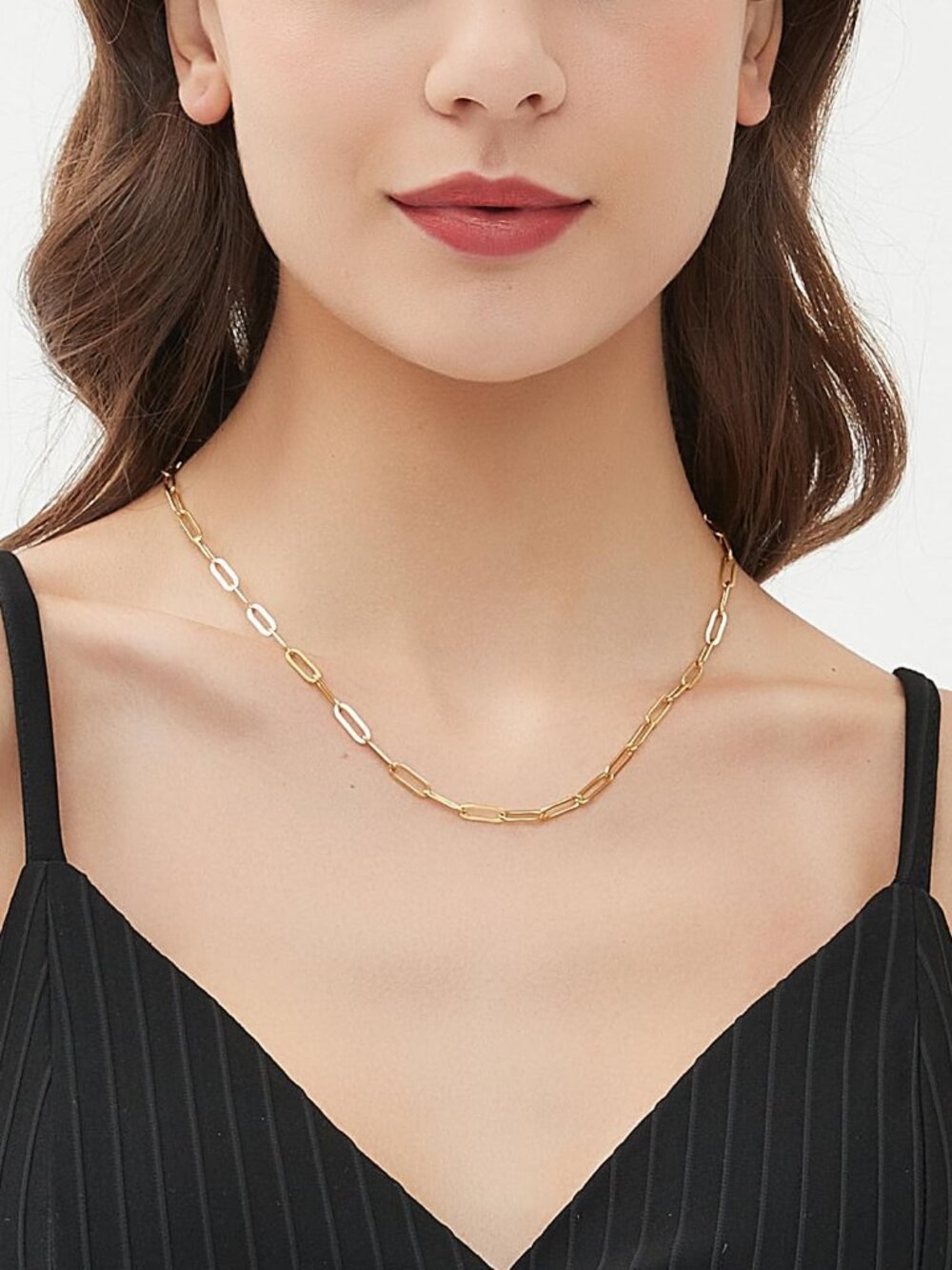14K Gold Plated 925 Sterling Silver Paperclip Chain Necklace for Women, 4mm 5mm - Picture 5 of 5